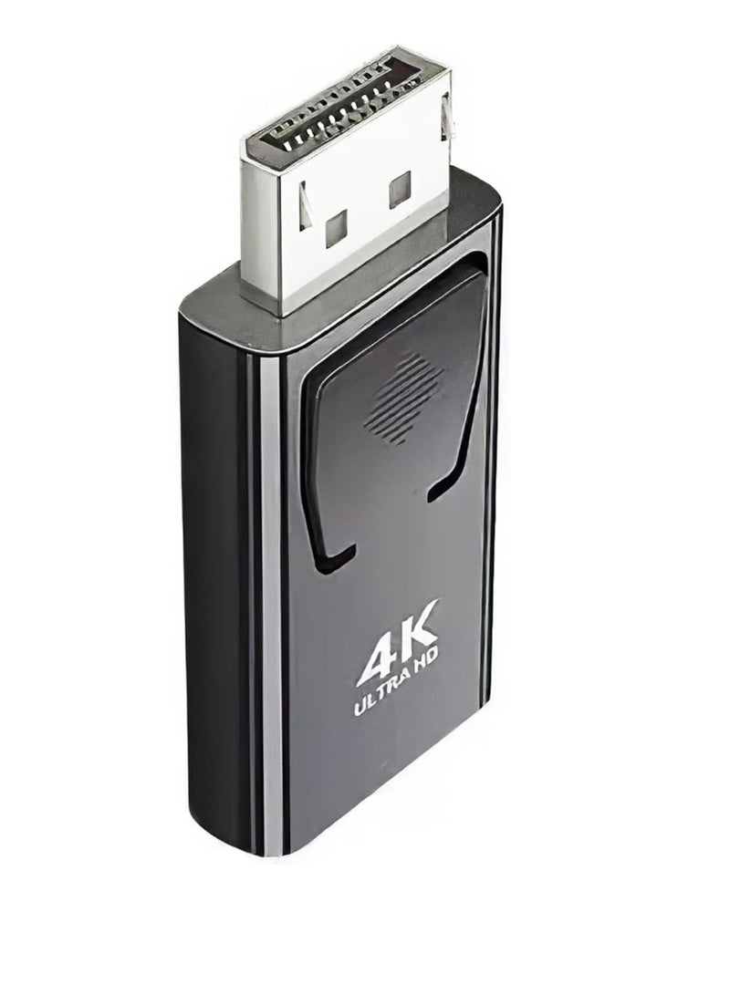 محول منفذ عرض الى HDMI، محول 4K DP الى HDMI 1.4 فولت مطلي بالنيكل لسطح المكتب واللابتوب وجهاز العرض وتلفزيون HD (منفذ ذكر الى HDMI انثى، اسود وفضي، عبوة واحدة)