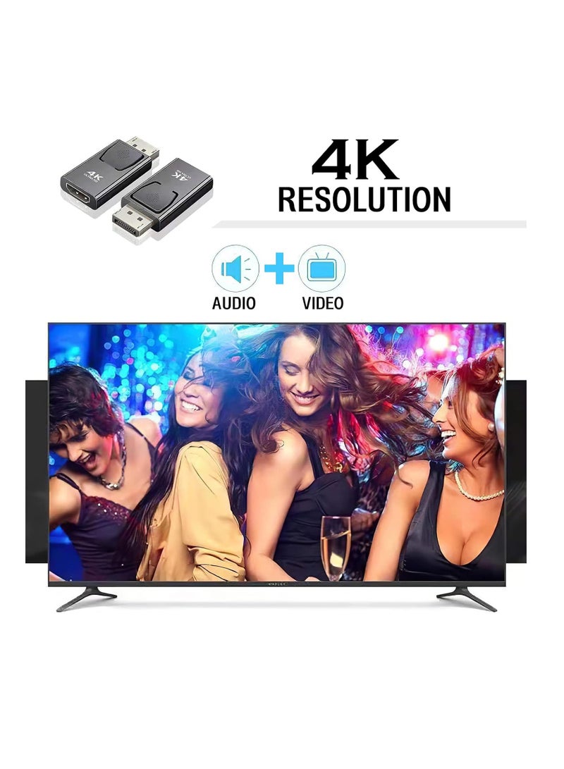 محول منفذ عرض الى HDMI، محول 4K DP الى HDMI 1.4 فولت مطلي بالنيكل لسطح المكتب واللابتوب وجهاز العرض وتلفزيون HD (منفذ ذكر الى HDMI انثى، اسود وفضي، عبوة واحدة)