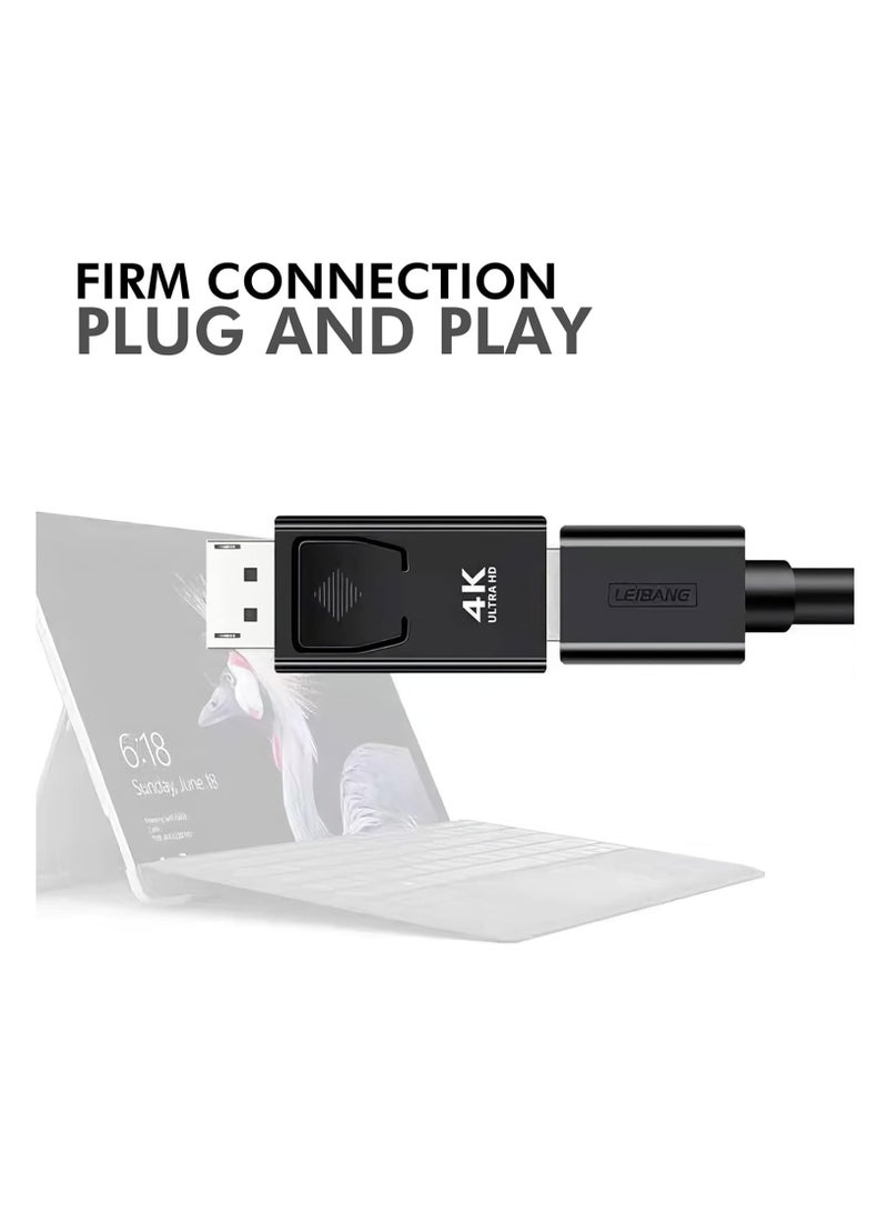 محول منفذ عرض الى HDMI، محول 4K DP الى HDMI 1.4 فولت مطلي بالنيكل لسطح المكتب واللابتوب وجهاز العرض وتلفزيون HD (منفذ ذكر الى HDMI انثى، اسود وفضي، عبوة واحدة)