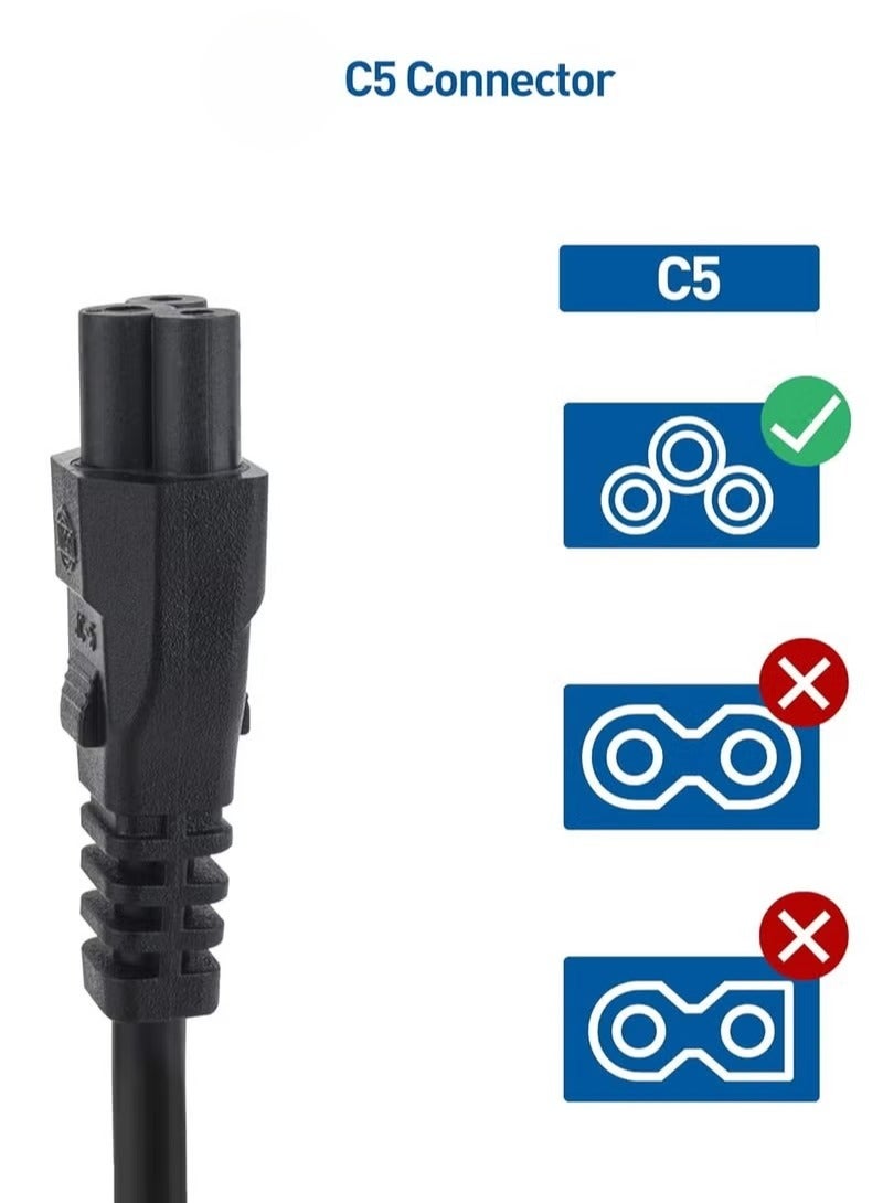 Haing Laptop Power Cable – UK Plug to C5 3-Pin Laptop Power Lead, 1.8M Universal AC Power Cord Replacement for Laptops, Notebooks, Chargers, Printers, Monitors, and Electronics - Image 3