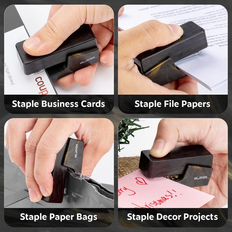NUSIGN Mini Stapler with 830 Staples, Small Cute Desk Staplers, 25 Sheet Capacity, Fluid Black - Image 5