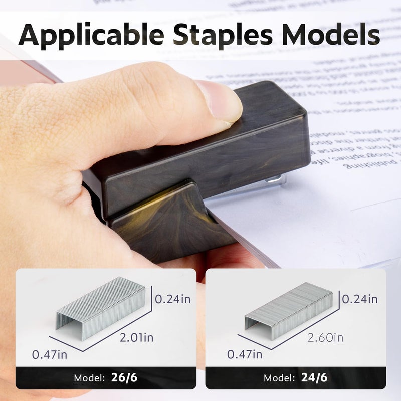 NUSIGN Mini Stapler with 830 Staples, Small Cute Desk Staplers, 25 Sheet Capacity, Fluid Black - Image 3