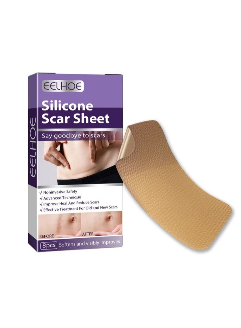 EELHOE 1 Pack/8 Pcs Silicone Scar Sheet, Made With Ultra-Thin Flexible Fabric Instead of Rubber, For Scars Offer Comfort Protection, Effectively Soften, Flatten and Diminish New And Old Scars - Image 1