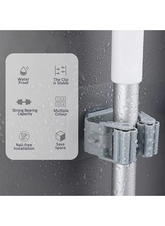 3 Pack White Wall Mounted Mop And Broom Holder Sticky Adhesive Storage Rack - Image 5