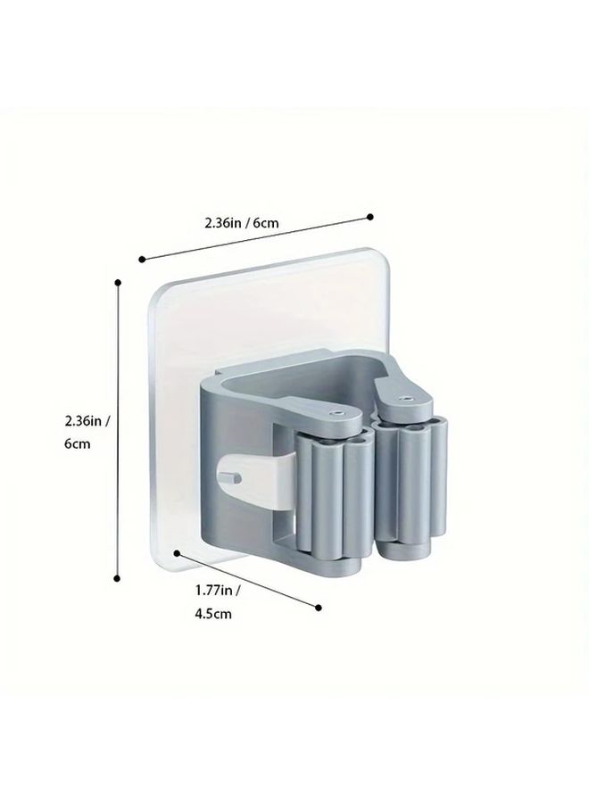 3 Pack White Wall Mounted Mop And Broom Holder Sticky Adhesive Storage Rack - Image 3