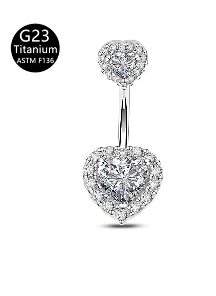 Innoshine G23 Titanium love heart Belly  Ring with Zirconia Inlaid Internally Threaded Navel Piercing Jewelry Surgical Hypoallergenic  Rhinestone studded Belly Button gifts For Women - Image 1