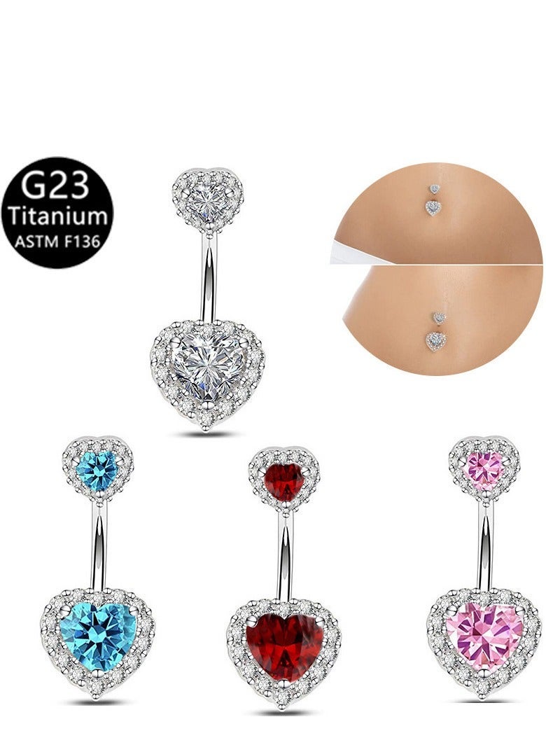 Innoshine G23 Titanium love heart Belly  Ring with Zirconia Inlaid Internally Threaded Navel Piercing Jewelry Surgical Hypoallergenic  Rhinestone studded Belly Button gifts For Women - Image 3