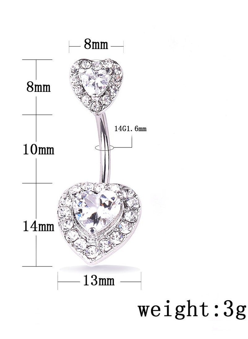 Innoshine G23 Titanium love heart Belly  Ring with Zirconia Inlaid Internally Threaded Navel Piercing Jewelry Surgical Hypoallergenic  Rhinestone studded Belly Button gifts For Women - Image 2