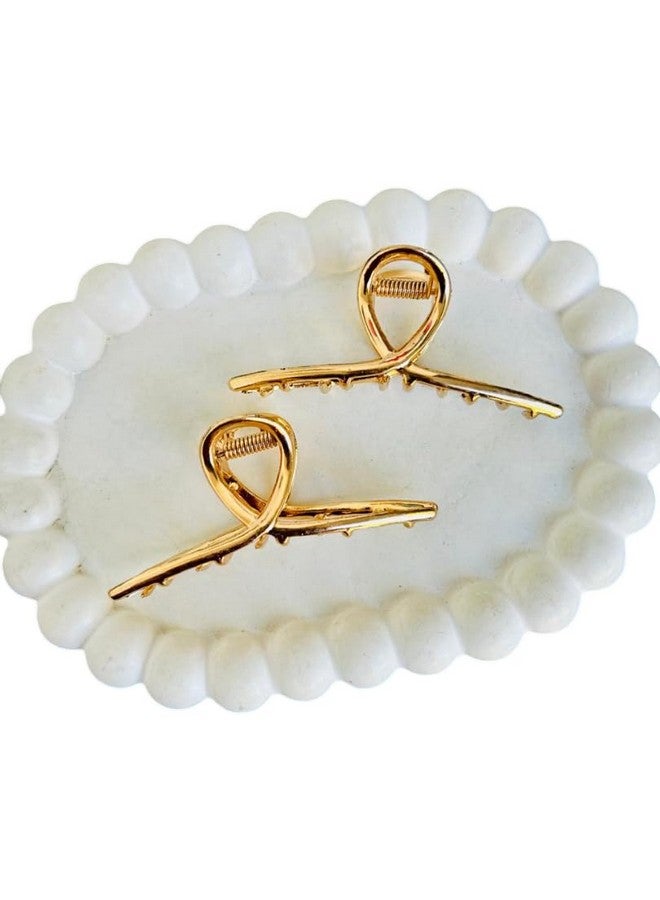 Radhya Accessories 2 Pcs Statement Metal Infinity Hair Claws for Women Hair Clutchers Clawclips for Girls Golden Metal Flower Hair Clips, Hair Accessories for Women Girls Gift - Image 1
