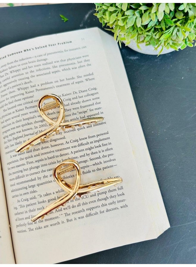 Radhya Accessories 2 Pcs Statement Metal Infinity Hair Claws for Women Hair Clutchers Clawclips for Girls Golden Metal Flower Hair Clips, Hair Accessories for Women Girls Gift - Image 3