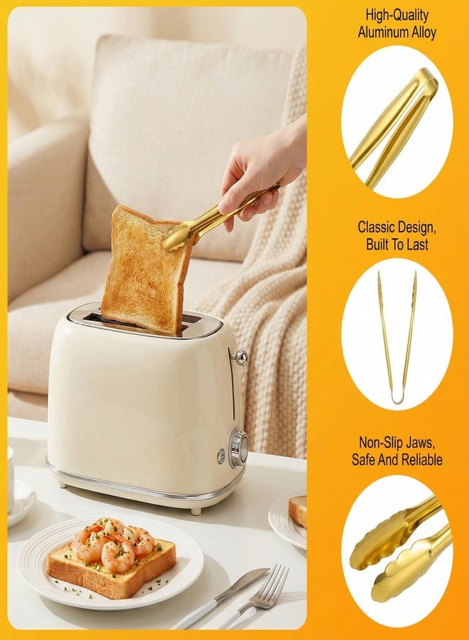 Shimmeroo 4Pcs Mini Serving Tongs, 5.9" Gold Small Metal Tongs, Stainless Steel Small Kitchen Accessories for Food Ice Sugar Cube Salad Dessert Appetizers - Image 3