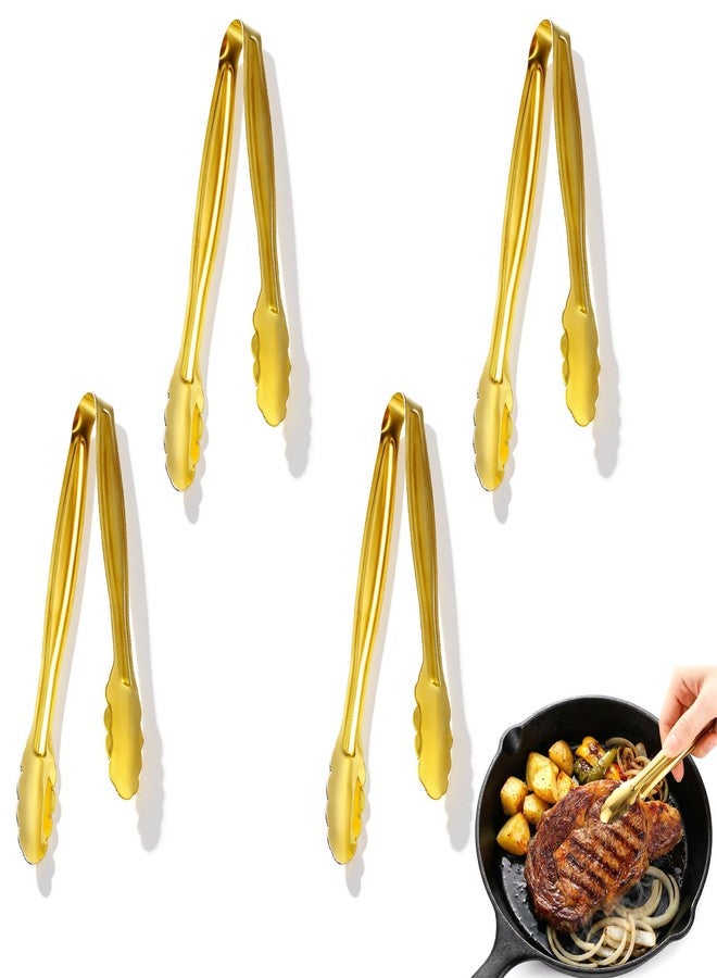 Shimmeroo 4Pcs Mini Serving Tongs, 5.9" Gold Small Metal Tongs, Stainless Steel Small Kitchen Accessories for Food Ice Sugar Cube Salad Dessert Appetizers - Image 1