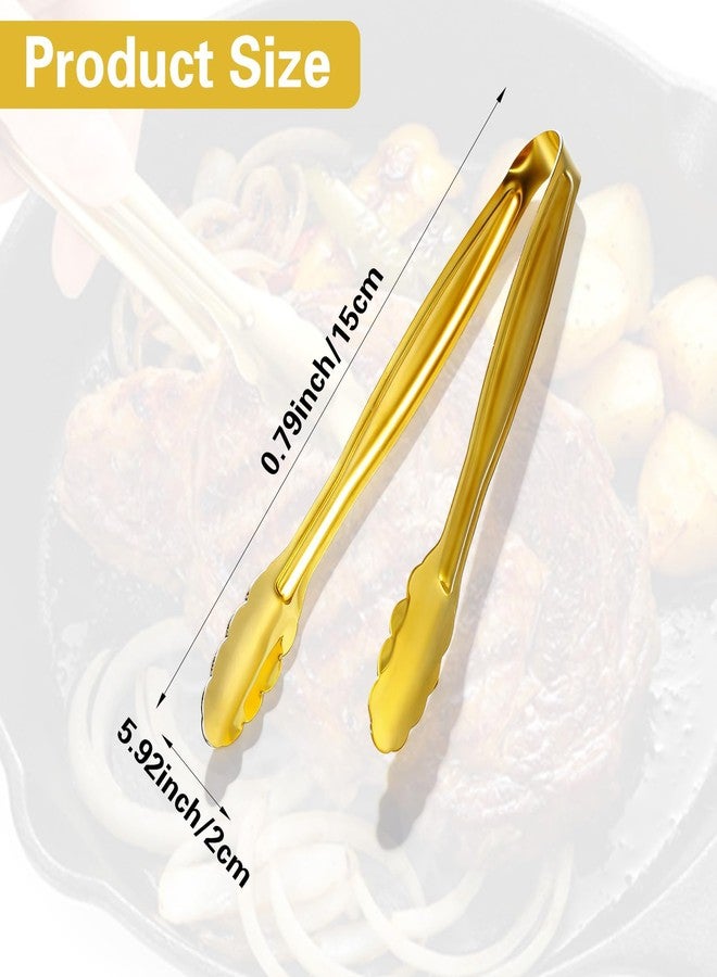 Shimmeroo 4Pcs Mini Serving Tongs, 5.9" Gold Small Metal Tongs, Stainless Steel Small Kitchen Accessories for Food Ice Sugar Cube Salad Dessert Appetizers - Image 2