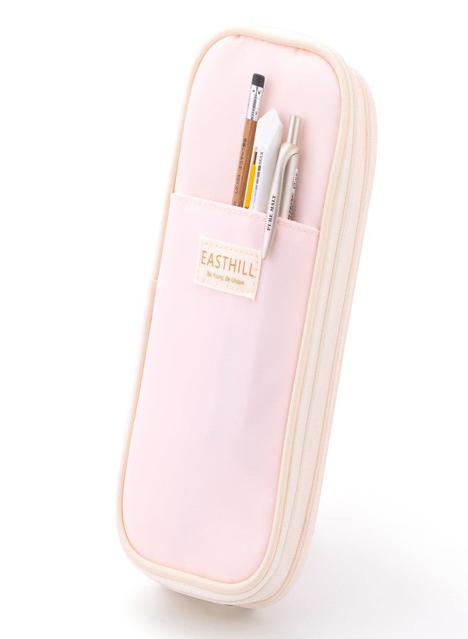 EASTHILL Polyester Big Capacity Pencil Case Large Pencil Pouch Stationery Pen Bag For Teen Girls, Pink (Pink) - Image 1