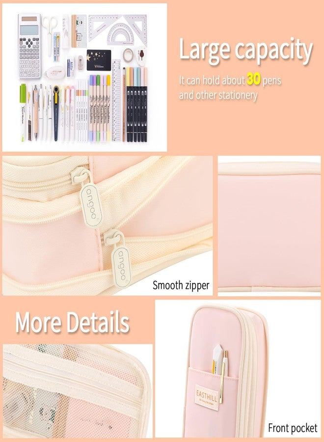 EASTHILL Polyester Big Capacity Pencil Case Large Pencil Pouch Stationery Pen Bag For Teen Girls, Pink (Pink) - Image 5