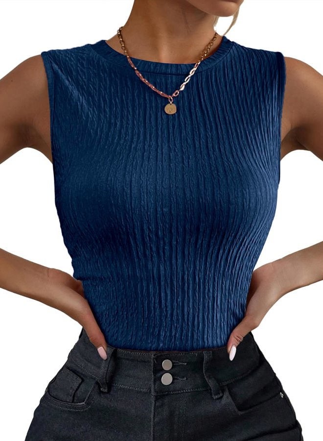 zeagoo Women's High Neck Tank Top 2026 Summer Casual Ribbed Knit Slim Fitted Basic Textured Sleeveless Shirts - Image 1
