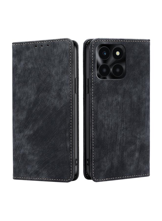 S-TOP Case For Honor X6a 4G RFID Anti-theft Brush Magnetic Leather Phone Case - Image 1