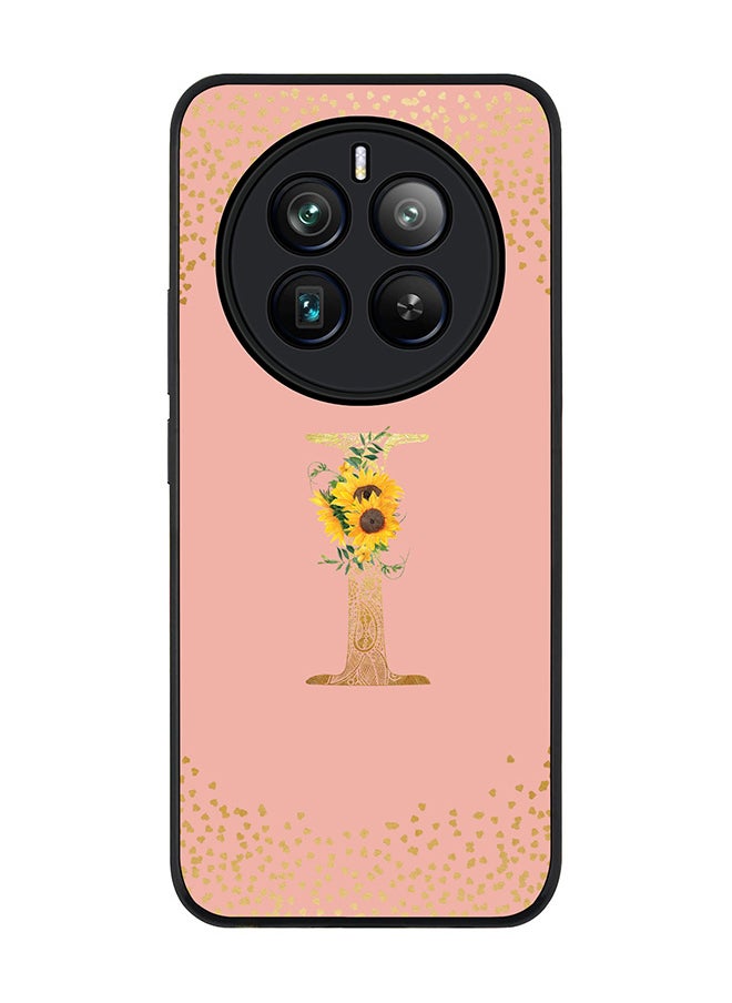 Stylizedd Rugged Black Edge Case for Realme 12 Pro / Realme 12 Pro Plus 5G, Custom Monogram Initial Letter Mandala Floral Alphabet-I (Rose Pink)  - Image 1