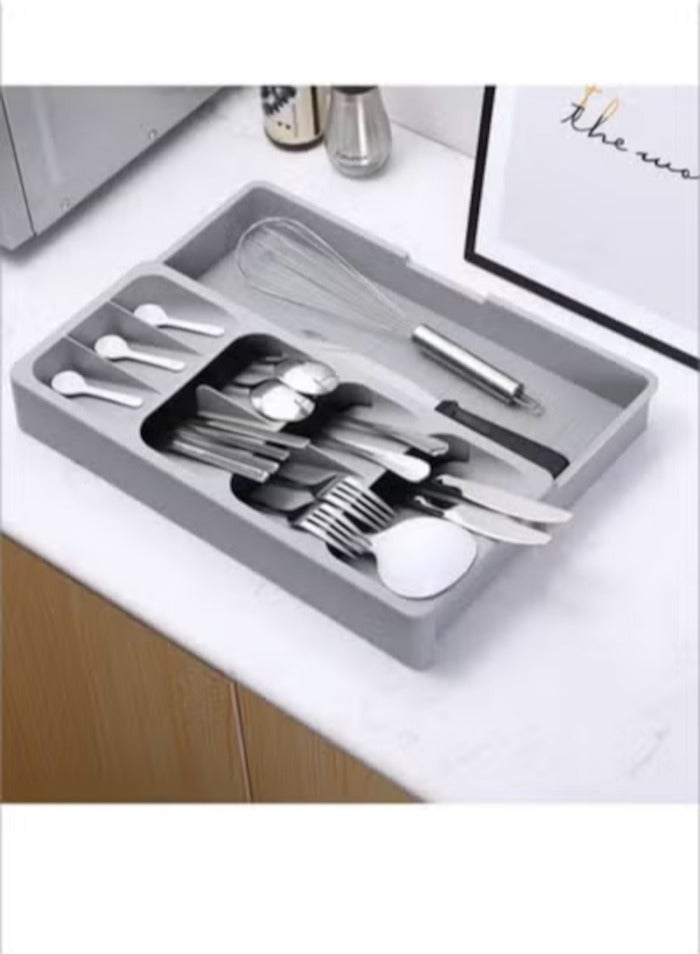 Retractable cutlery and chopsticks storage box kitchen drawer organizer cutlery divider storage rack storage rack - Image 1