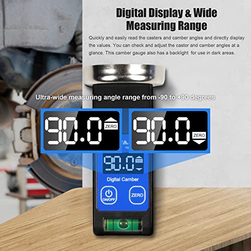 KAISAL Camber Gauge Digital Wheel Alignment Tool -90° to +90° Wide Range Wheel Alignment & Balancing Tools Accurate Caster Camber Gauge with Digital Display & Powerful Magnet & Positioning Bubble & Reset Key - Image 4
