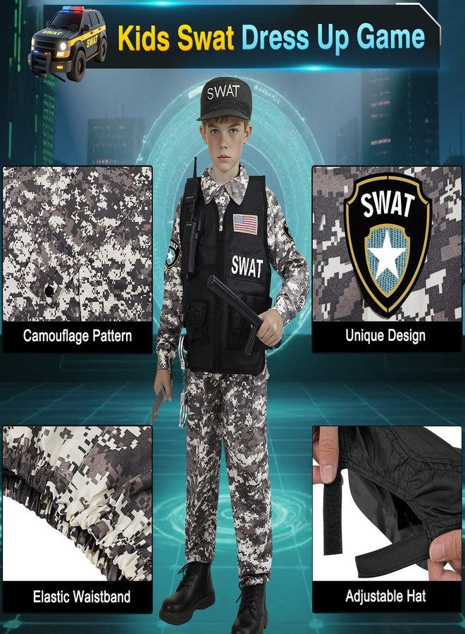 Mepmela SWAT Police Officer Costume for Kids, Kids Police Costume for Boys with SWAT Vest, Halloween Costumes for Boys Girls - Image 3