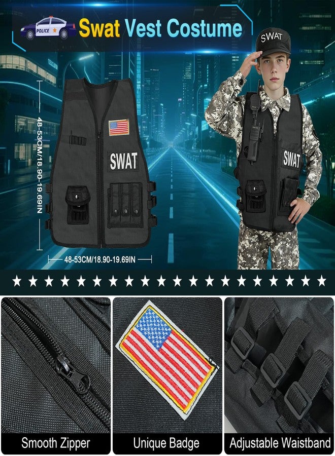 Mepmela SWAT Police Officer Costume for Kids, Kids Police Costume for Boys with SWAT Vest, Halloween Costumes for Boys Girls - Image 4