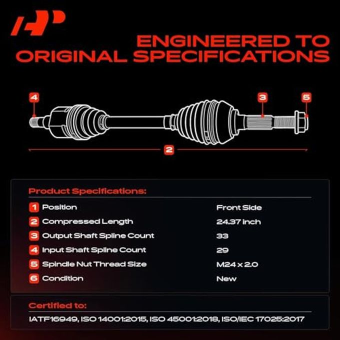 A-Premium Cv Axle Shaft Assembly Compatible With Ram 1500 2012-2020 4Wd, 1500 Classic 2019-2020 4Wd, For Standard Suspension, Front Left Or Right, Replace# 68028398Aa, Rl028398Aa - Image 3