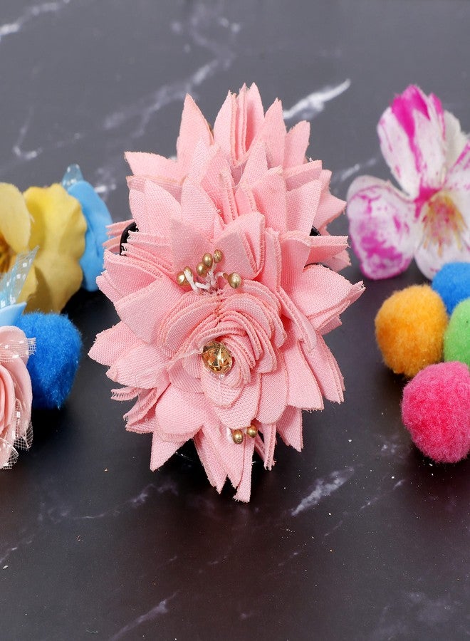 Honbon clutcher Fashion Fabric Pink color Hair Clip Flower with golden stone Hair Clutcher hair pins for women girls stylish (Pack Of 1) - Image 5