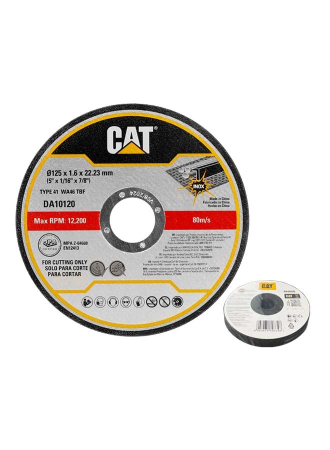 CATERPILLAR CAT DA10120 Abrasive Flat Metal & INOX Cutting Disc Ø125  5"  x 1.6mm 10pcs 