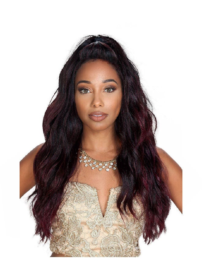 NIBEMINENT Short Wavy Lace Front Wig Black/Brown 13inch - Image 1