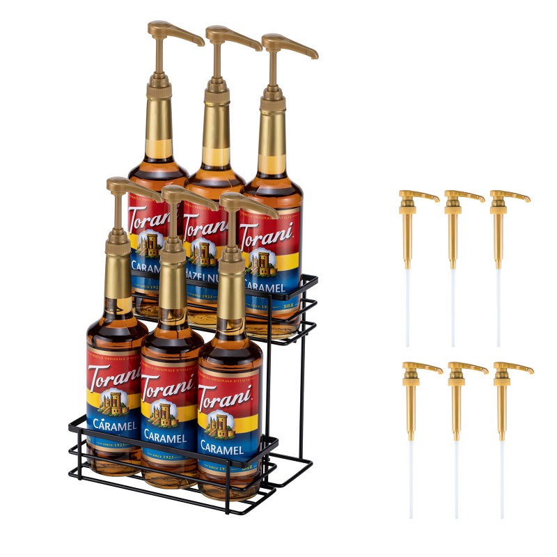 Rice rat Coffee Syrup Organizer Rack 6 Bottle Capacity2 Tier Coffee Syrup holder for Coffee Bar AccessoriesKitchenStorage for Syrup Wine DressingBlack 