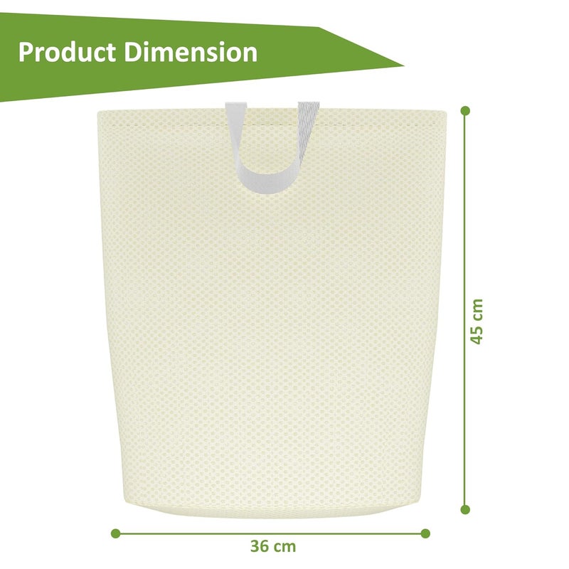 Kuber Industries Kuber Industries Pack of 6 Polyester Mesh Foldable Laundry Bag for Clothes with Handle Dirty Dress Basket for Cloth Storage WasteUsed Clothes Bin for Iron Kids Toys Hamper YZ53 Beige - Image 3