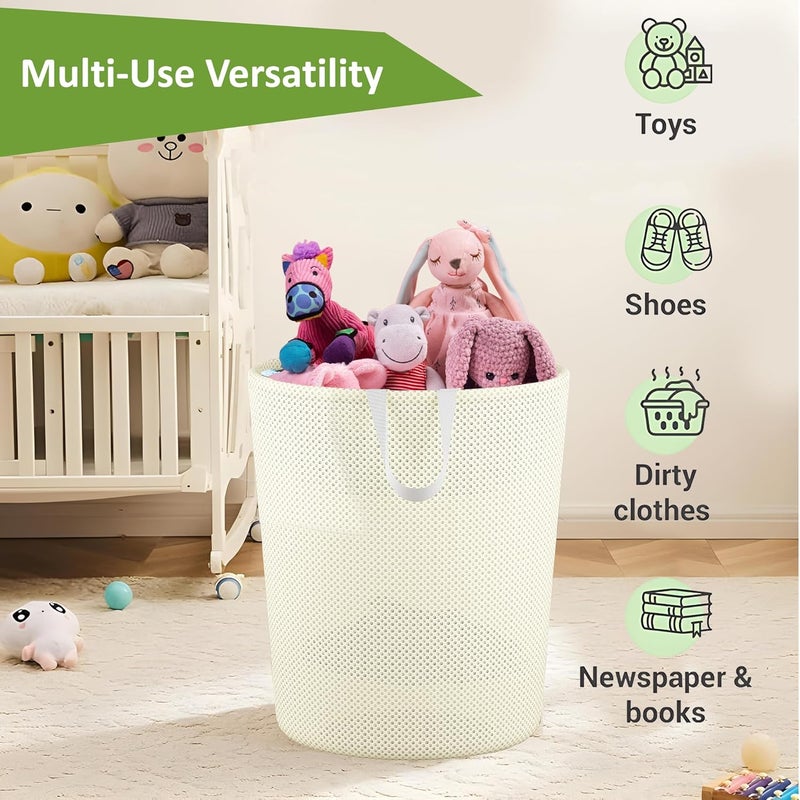 Kuber Industries Kuber Industries Pack of 6 Polyester Mesh Foldable Laundry Bag for Clothes with Handle Dirty Dress Basket for Cloth Storage WasteUsed Clothes Bin for Iron Kids Toys Hamper YZ53 Beige - Image 5