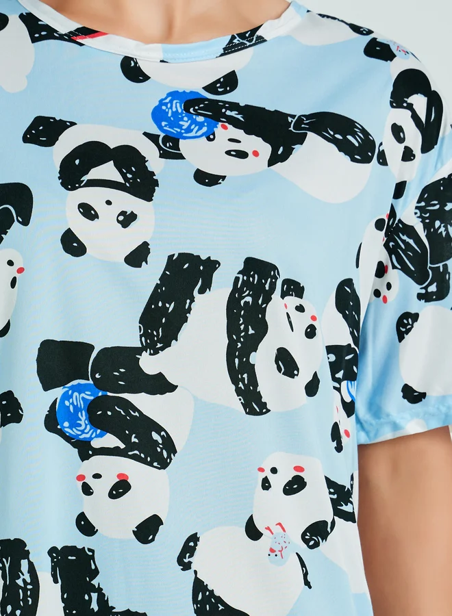 تايك تو Panda Printed Short Sleeve Sleep T-Shirt