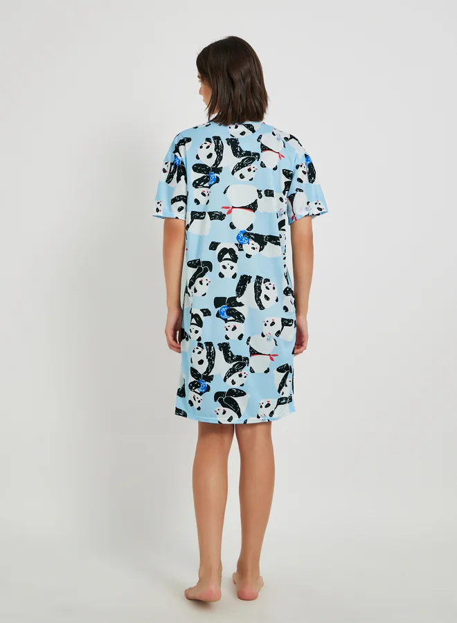 تايك تو Panda Printed Short Sleeve Sleep T-Shirt