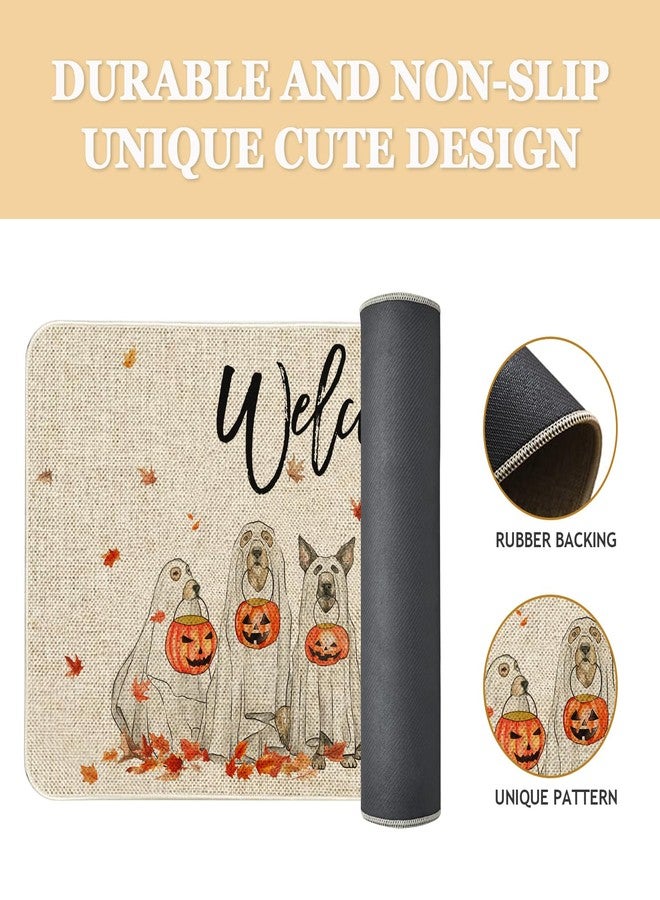 Roszwtit Fall Door Mat 30 X 17 Inch Fall Halloween Dog Welcome Doormat Indoor Outdoor Entrance Floor Mat Non Slip Autumn Halloween Decor Rubber Mats - Image 3