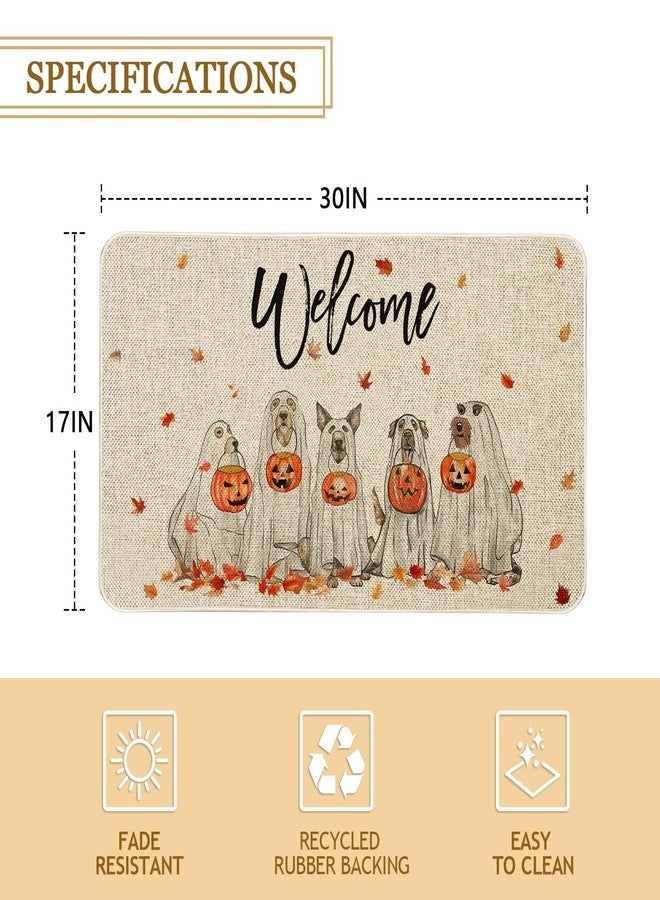 Roszwtit Fall Door Mat 30 X 17 Inch Fall Halloween Dog Welcome Doormat Indoor Outdoor Entrance Floor Mat Non Slip Autumn Halloween Decor Rubber Mats - Image 2