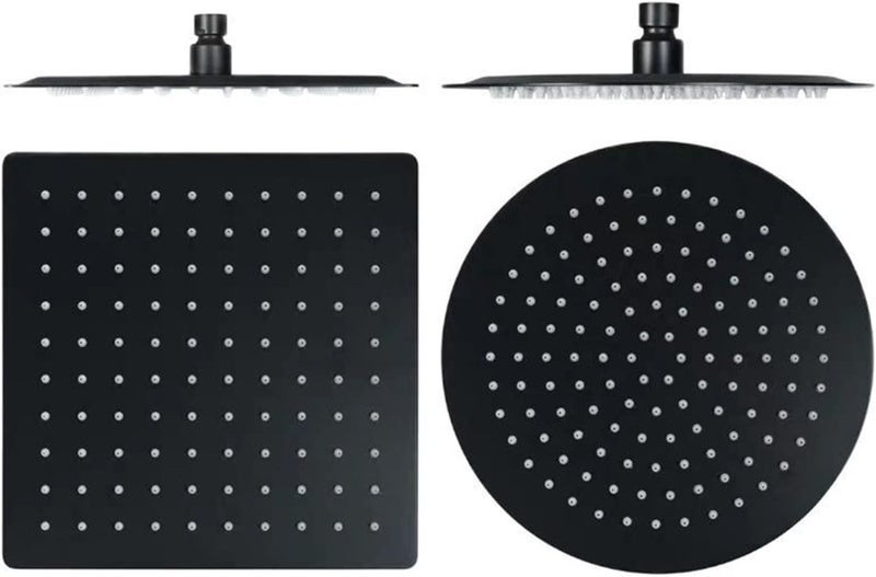 Youngran Round & Square Stainless Steel Ultra-Thin Showerheads 16/12/10/8 Inch Rainfall Shower Head Rain Shower Black Finish Leisurely (Color : 10inch Round) - Image 2