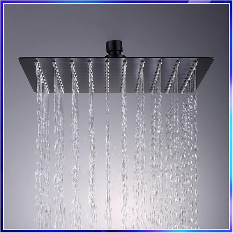 Youngran Round & Square Stainless Steel Ultra-Thin Showerheads 16/12/10/8 Inch Rainfall Shower Head Rain Shower Black Finish Leisurely (Color : 10inch Round) - Image 4