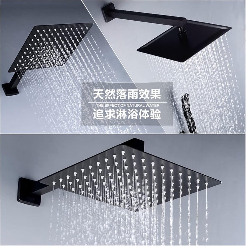 Youngran Round & Square Stainless Steel Ultra-Thin Showerheads 16/12/10/8 Inch Rainfall Shower Head Rain Shower Black Finish Leisurely (Color : 10inch Round) - Image 5