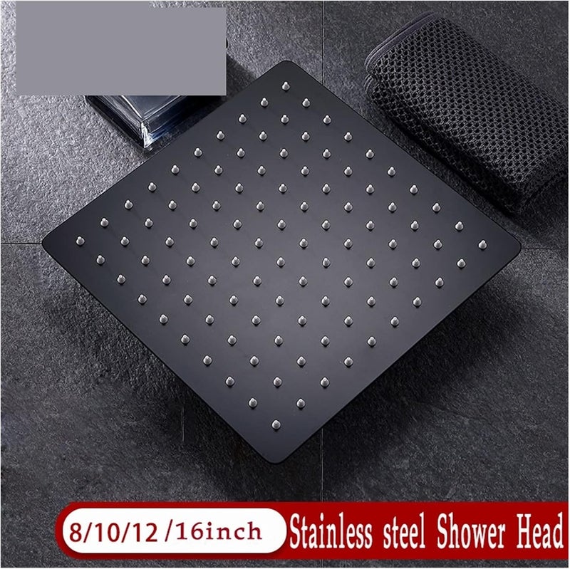 Youngran Round & Square Stainless Steel Ultra-Thin Showerheads 16/12/10/8 Inch Rainfall Shower Head Rain Shower Black Finish Leisurely (Color : 10inch Round) - Image 3