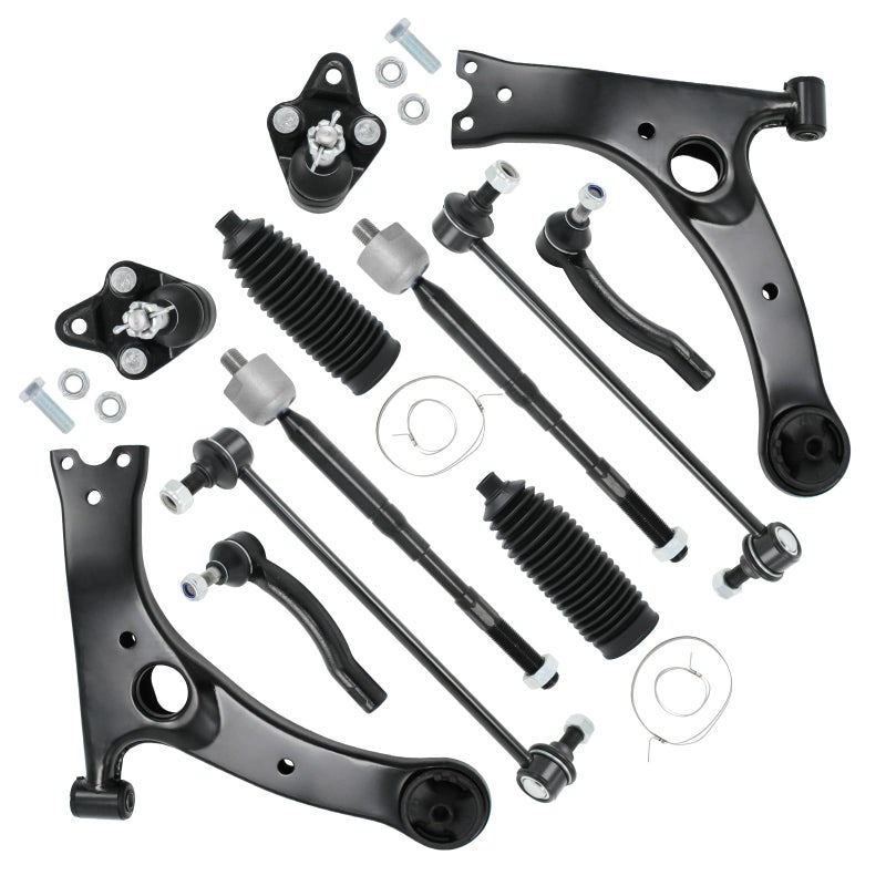AUTOKAY Gariqe 12pcs Suspension Kit for Toyota Corolla 2003 2004 2005 2006 2007 2008 Lower Control Arms wBall Joints Sway Bar Links Tie Rods Boots Bellow Replacement - Image 3