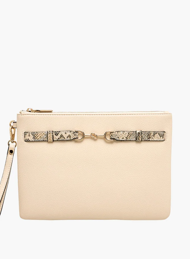 Celeste Textured Clutch with Zip Closure