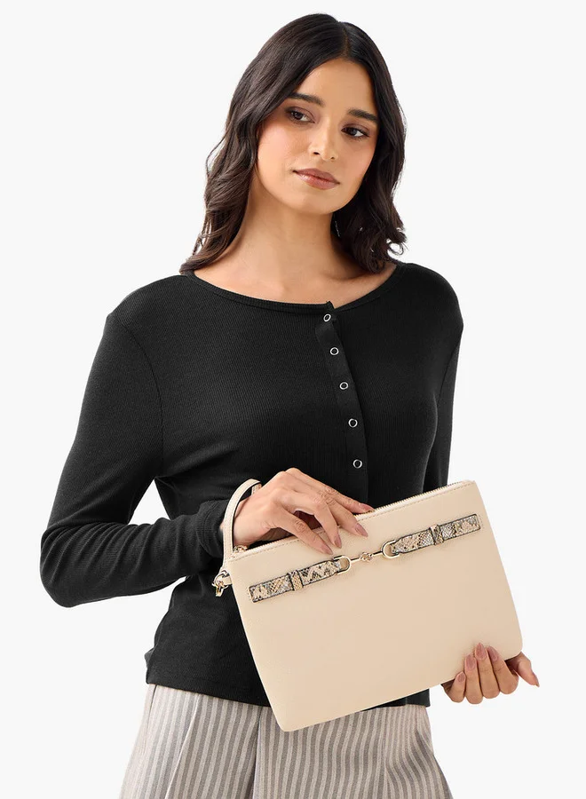 Celeste Textured Clutch with Zip Closure