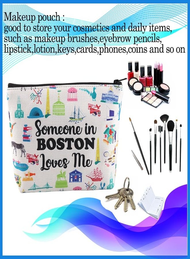 PXTIDY Boston Travel Makeup Bag Long Distance Relationships Gift Someone In Boston Loves Me Cosmetic Bag Boston Souvenir Gift - Image 3