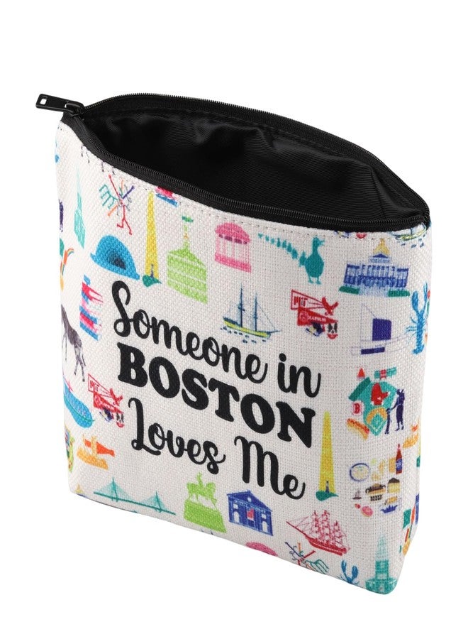 PXTIDY Boston Travel Makeup Bag Long Distance Relationships Gift Someone In Boston Loves Me Cosmetic Bag Boston Souvenir Gift - Image 2