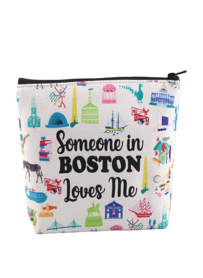 PXTIDY Boston Travel Makeup Bag Long Distance Relationships Gift Someone In Boston Loves Me Cosmetic Bag Boston Souvenir Gift - Image 1