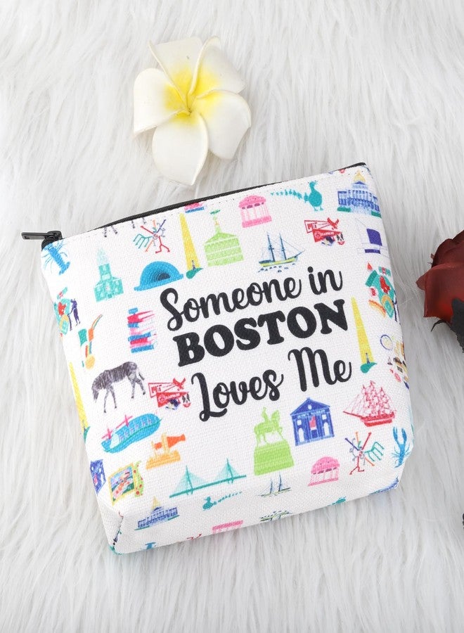 PXTIDY Boston Travel Makeup Bag Long Distance Relationships Gift Someone In Boston Loves Me Cosmetic Bag Boston Souvenir Gift - Image 4