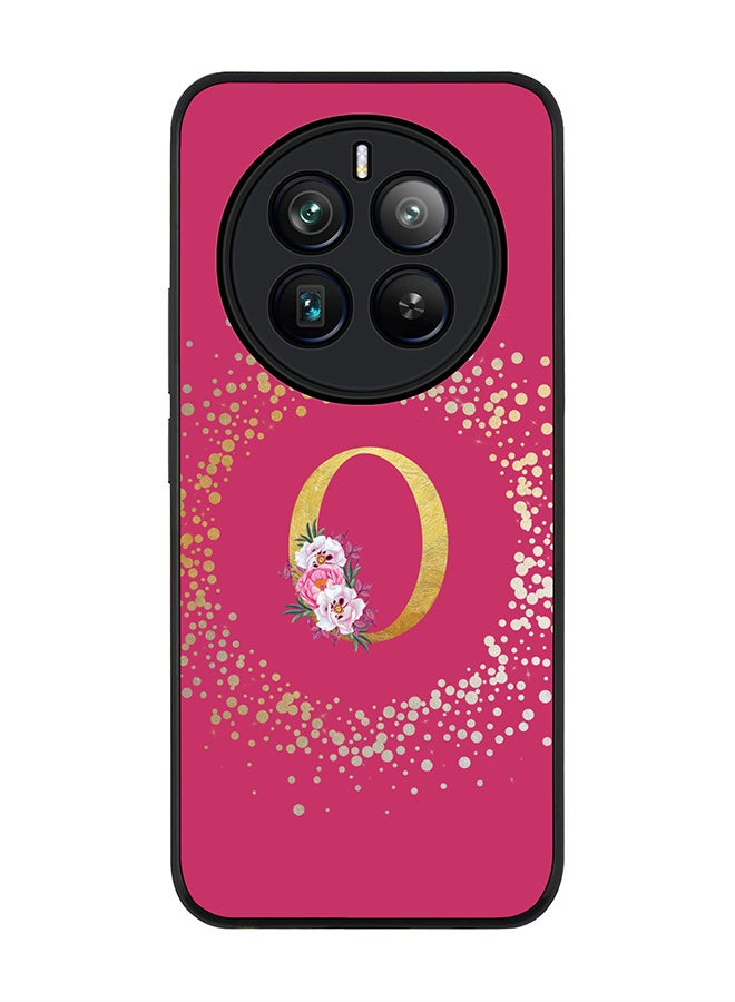 Stylizedd Rugged Black edge case for Realme 12 Pro / Realme 12 Pro Plus 5G, Custom Monogram Initial Letter Floral Pattern Alphabet-O (Deep Pink Rose) - Image 1