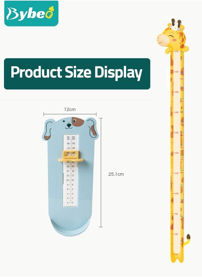 2 PCS of Baby Foot Measuring Device Children's Toddler Feet Shoe Size Measure Tool Removable Height Chart for Kids Dinosaur Measuring Chart Ruler